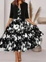 Women's Printing Floral Daily Going Out Two-Piece Set Light Blue Casual Summer Coat With Skirt Matching Set