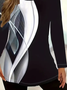 Women's Long Sleeve T-shirt Spring/Fall Black Abstract Printing Jersey Crew Neck Daily Going Out Casual Top