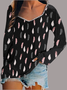 Women's Long Sleeve T-shirt Spring/Fall Royal Blue Geometric Printing Square Neck Daily Going Out Vintage Top