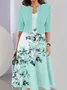 Women's Printing Floral Daily Going Out Two-Piece Set Light Blue Casual Summer Coat With Skirt Matching Set