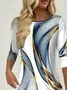 Women's Long Sleeve T-shirt Spring/Fall White Abstract Printing Jersey Crew Neck Daily Going Out Casual Top
