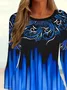 Women's Long Sleeve T-shirt Spring/Fall Blue Abstract Printing Jersey Crew Neck Daily Going Out Casual Top