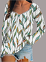 Women's Long Sleeve T-shirt Spring/Fall Royal Blue Geometric Printing Square Neck Daily Going Out Vintage Top