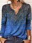 Print Casual V Neck Long Sleeve T-Shirt