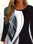 Women's Long Sleeve T-shirt Spring/Fall Black Abstract Printing Jersey Crew Neck Daily Going Out Casual Top