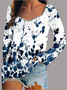 Women's Long Sleeve T-shirt Spring/Fall Royal Blue Geometric Printing Square Neck Daily Going Out Vintage Top