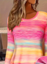 Women's Long Sleeve T-shirt Spring/Fall Pink Abstract Printing Jersey Crew Neck Daily Going Out Casual Top