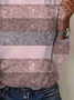Women's Long Sleeve T-shirt Spring/Fall Pink Abstract Stripes Printing Jersey Crew Neck Daily Going Out Casual Top