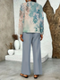 Street Loose Botanical Pattern Square Neck Two-Piece Set