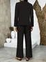 Square Neck Street Plain Loose Two-Piece Set
