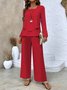 Square Neck Street Plain Loose Two-Piece Set