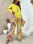 Street Floral Loose Square Neck Two-Piece Set