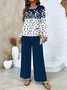 Square Neck Gradient Pattern Simple Loose Two-Piece Set