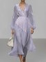 Puff Sleeve Geometric Regular Fit Semi Formal Dress
