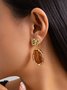 Stylish Metallic Pleated Earrings