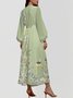 Puff Sleeve Floral Regular Fit V Neck Street Dress