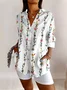 Regular Fit Geometric V Neck Casual Shirt