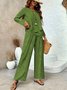 Botanical Pattern Street Square Neck Two-Piece Set