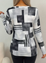 Women's Long Sleeve T-shirt Spring/Fall Gray Abstract Printing Jersey Crew Neck Daily Going Out Casual Top