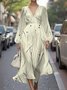 Abstract Polka Dots V Neck Sexy Puff Sleeve Regular Fit Dress