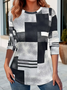 Women's Long Sleeve T-shirt Spring/Fall Gray Abstract Printing Jersey Crew Neck Daily Going Out Casual Top