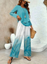 Casual Gradient Pattern Square Neck Two-Piece Set