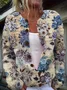 Women Vintage Spring/Fall 3D Printing Daily Long Sleeve Crew Neck H-Line Regular Cardigans