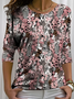 Women's Long Sleeve T-shirt Spring/Fall As Picture Floral Printing Jersey Crew Neck Daily Going Out Casual Top