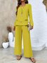 Square Neck Street Plain Loose Two-Piece Set