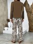 Square Neck Casual Botanical Pattern Loose Two-Piece Set