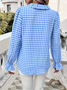 Temperamental And Simple French Style Ruffled Long-Sleeved Plaid Shirt