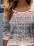 Women's Long Sleeve T-shirt Spring/Fall Pink Floral Printing Jersey Crew Neck Daily Going Out Casual Top