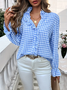Temperamental And Simple French Style Ruffled Long-Sleeved Plaid Shirt