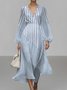 Puff Sleeve Geometric Regular Fit Semi Formal Dress