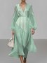 Puff Sleeve Geometric Regular Fit Semi Formal Dress