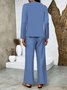 Square Neck Street Plain Loose Two-Piece Set