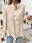 Temperamental And Simple French Style Ruffled Long-Sleeved Plaid Shirt
