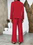 Square Neck Street Plain Loose Two-Piece Set