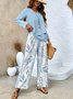 Street Square Neck Loose Geometric Two-Piece Set