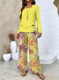 Street Floral Loose Square Neck Two-Piece Set
