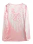 Women's Long Sleeve T-shirt Spring/Fall Pink Abstract Printing Jersey V Neck Daily Going Out Casual Top