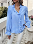 Temperamental And Simple French Style Ruffled Long-Sleeved Plaid Shirt