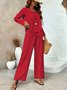 Square Neck Street Plain Loose Two-Piece Set