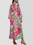 Gradient Pattern Puff Sleeve Semi Formal Dress