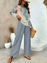 Street Loose Botanical Pattern Square Neck Two-Piece Set