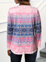 Women's Long Sleeve T-shirt Spring/Fall Pink Floral Printing Jersey Crew Neck Daily Going Out Casual Top