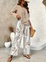 Street Square Neck Loose Geometric Two-Piece Set