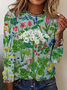 Women's Round Neck Long Sleeve Vintage Floral Casual T-Shirt