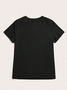 Simple Casual V-Neck Printed Long-Sleeved T-Shirt