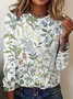 Women's Round Neck Long Sleeve Vintage Floral Casual T-Shirt